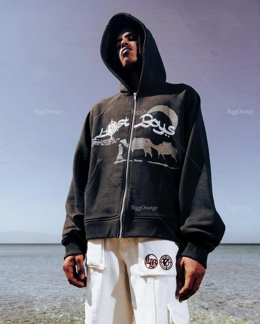 Hoodie Ritsleting Cetak Huruf Pakaian Jalanan Retro Amerika Baju Sweter Y2k Kualitas Tinggi Kaus Hip Hop Mantel Longgar Pakaian Pria