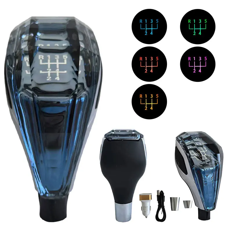 

Crystal Universal Modified Gear Shift Knob Lever Handball Multicolor LED Light for Toyota for Hyundai for Mazda for VW For Honda