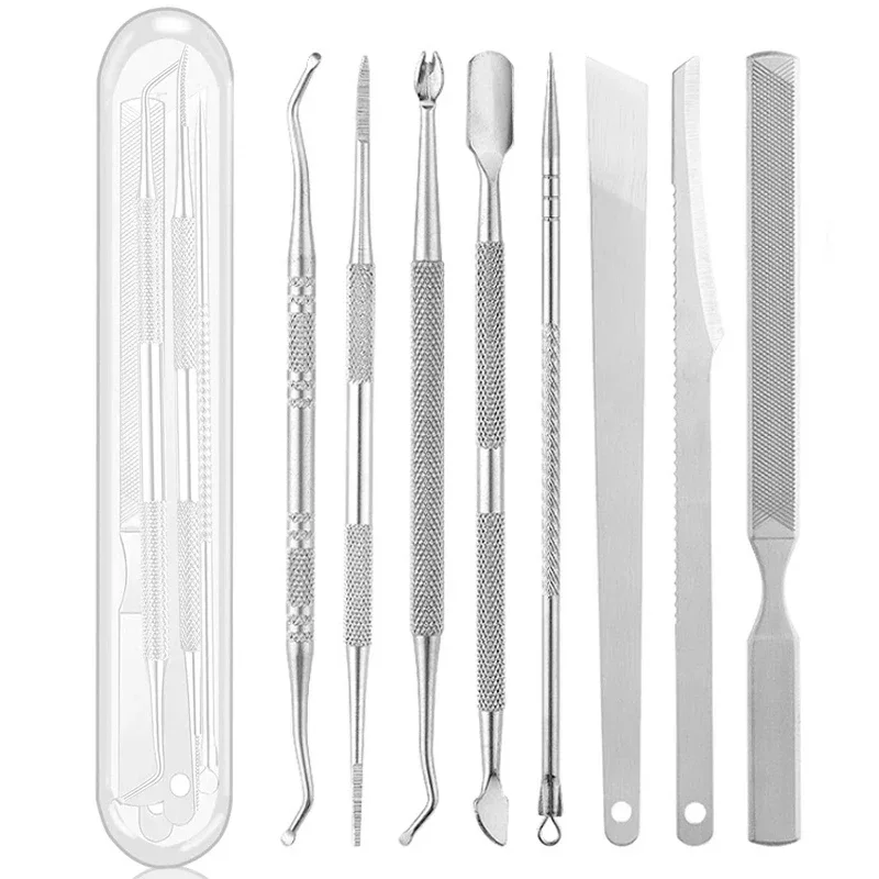 Kit de cuidados com os pés premium, 8 peças, removedor de calos, barbeador de pele morta, empurrador de cutícula, ferramenta de pedicure para pele dura e resistente, beleza e saúde