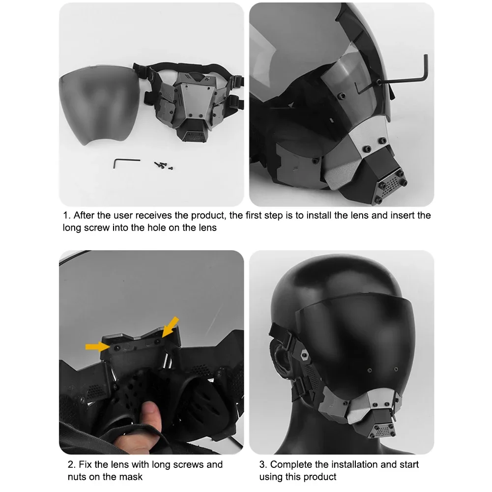 Paintball CS Wargame Sports Mask Breathable Cyberpunk Cosplay Tactical Commander Mask Anti-fog Cosplay Masks Protective Gear