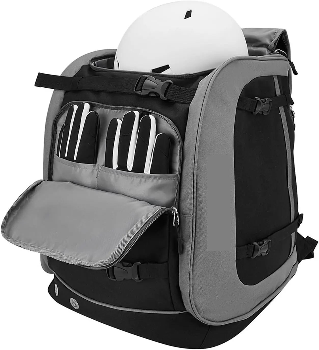 65L Ski Backpack Boot Bag Adjustable Helmet Clothing Rucksack Snowboard Skiing