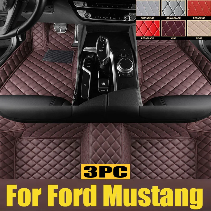 For Ford Mustang 2021 2020 2019 2018 2017 2016 2015 Car Floor Mats Interior Styling Leather Rugs Auto Protector Carpets Decor