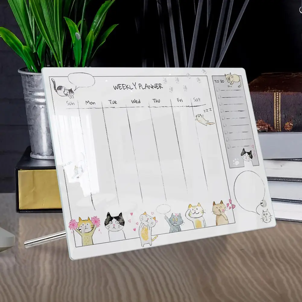 Weekly Planning Board with Stand Acrylic Desktop Whiteboard Calendar Weekly Planner with Stand Small Office Reminder for Home