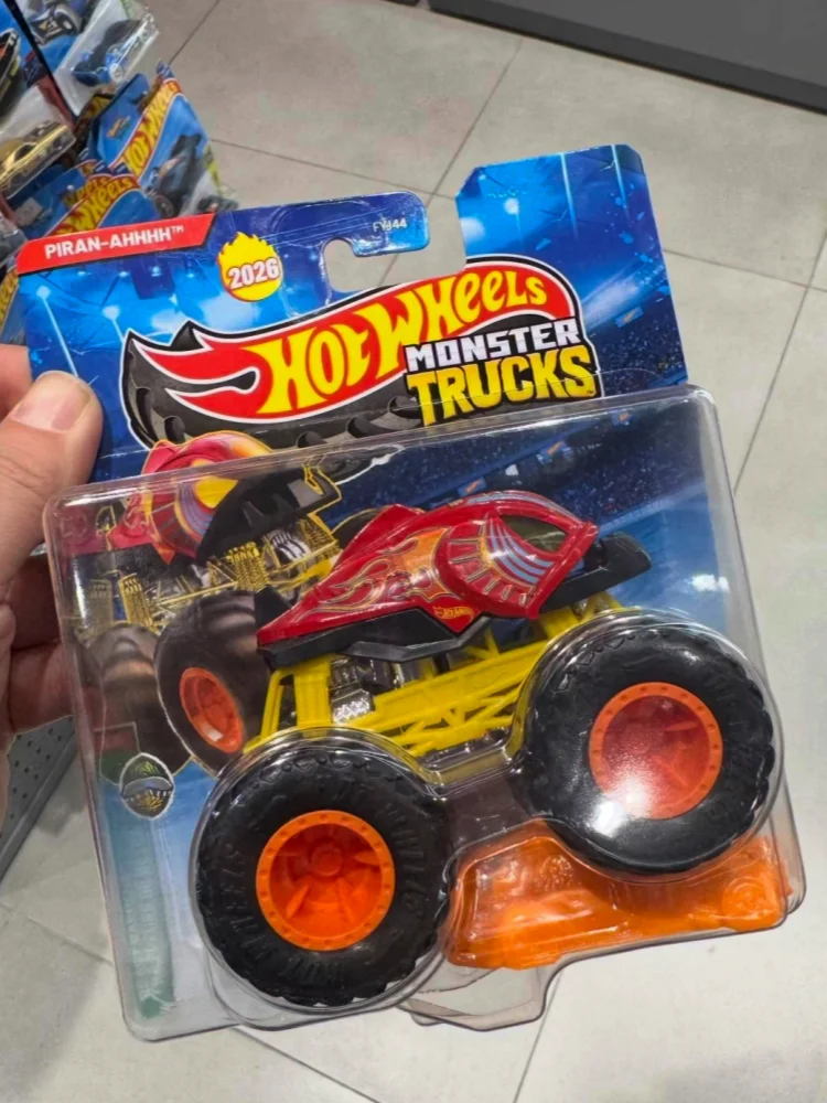 Hot Wheels Monster Trucks de juguete para niños, Fyj44, Hw Tiger Shark, Bigfoot Poppy, coche modelo fundido a presión a escala 1/64, regalo de cumpleaños, 2025