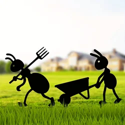 1PCS Metal Black Ants Garden Stakes Decoration Cute ants Garden Decorative Outdoor Statues For Ants Lovers Yard Garden