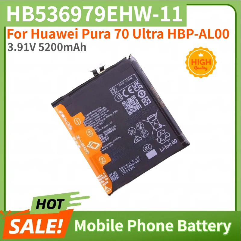 HB536979EHW-11 Battery 3.91V 5200mAh For Huawei Pura 70 Ultra HBP-AL00 Mobile Phone High Quality Replacement Battery