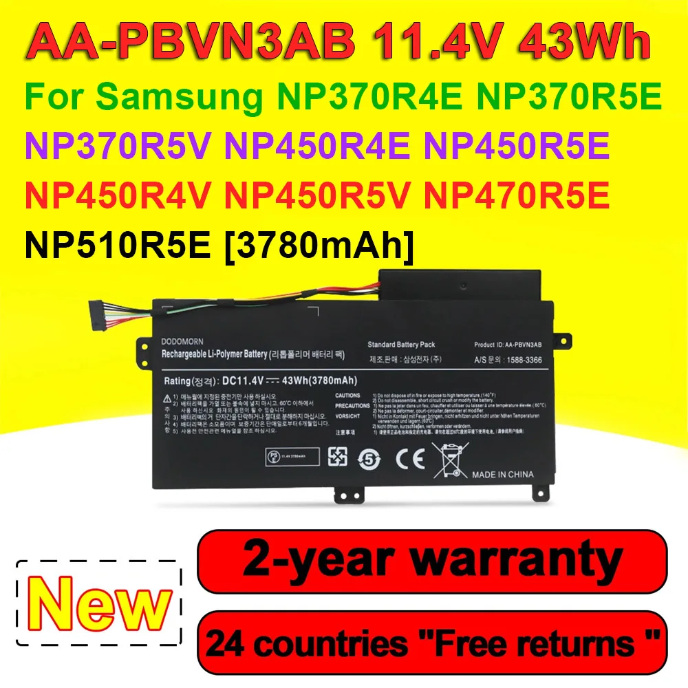 AA-PBVN3AB Laptop Battery For Samsung NP370R4E NP370R5E NP370R5V NP450R4E NP450R5E NP450R4V NP450R5V NP470R5E NP510R5E Series