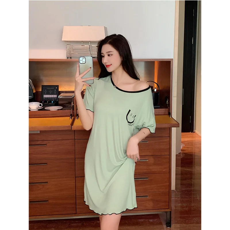 New Ladies Nightgown Nightgown Women Summer Homewear Modal Nightgown Dress Dress Large Size Homewear Sexy Homewear