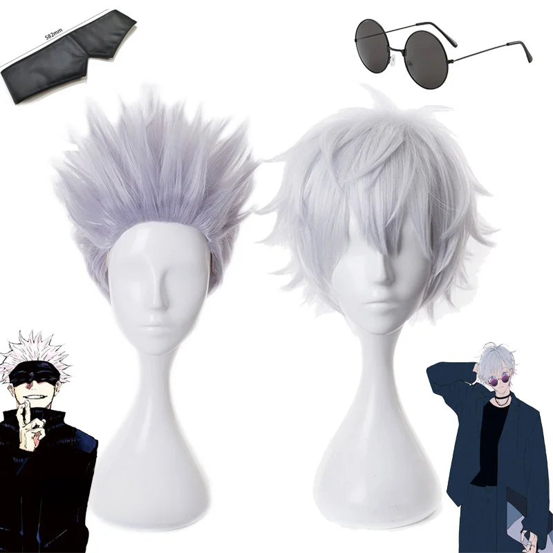 Anime Gojo Satoru Cosplay Wigs Gojo Short Heat Resistant Synthetic Hair Party Wig Gojo Satoru Wig Halloween