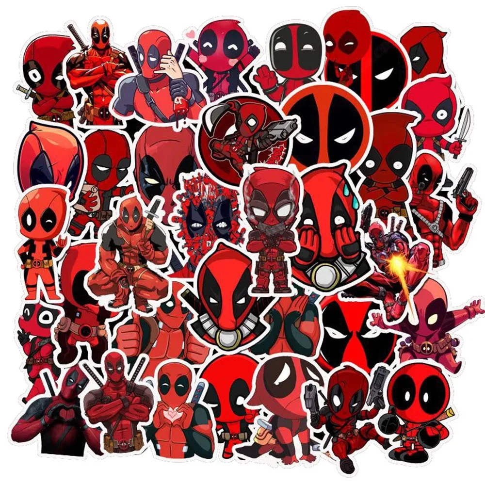 10/35Pcs Cartoon Disney Deadpool Stickers for Phone Case Luggage Skateboard Laptop Waterproof Cool Sticker Decals Kid Toy