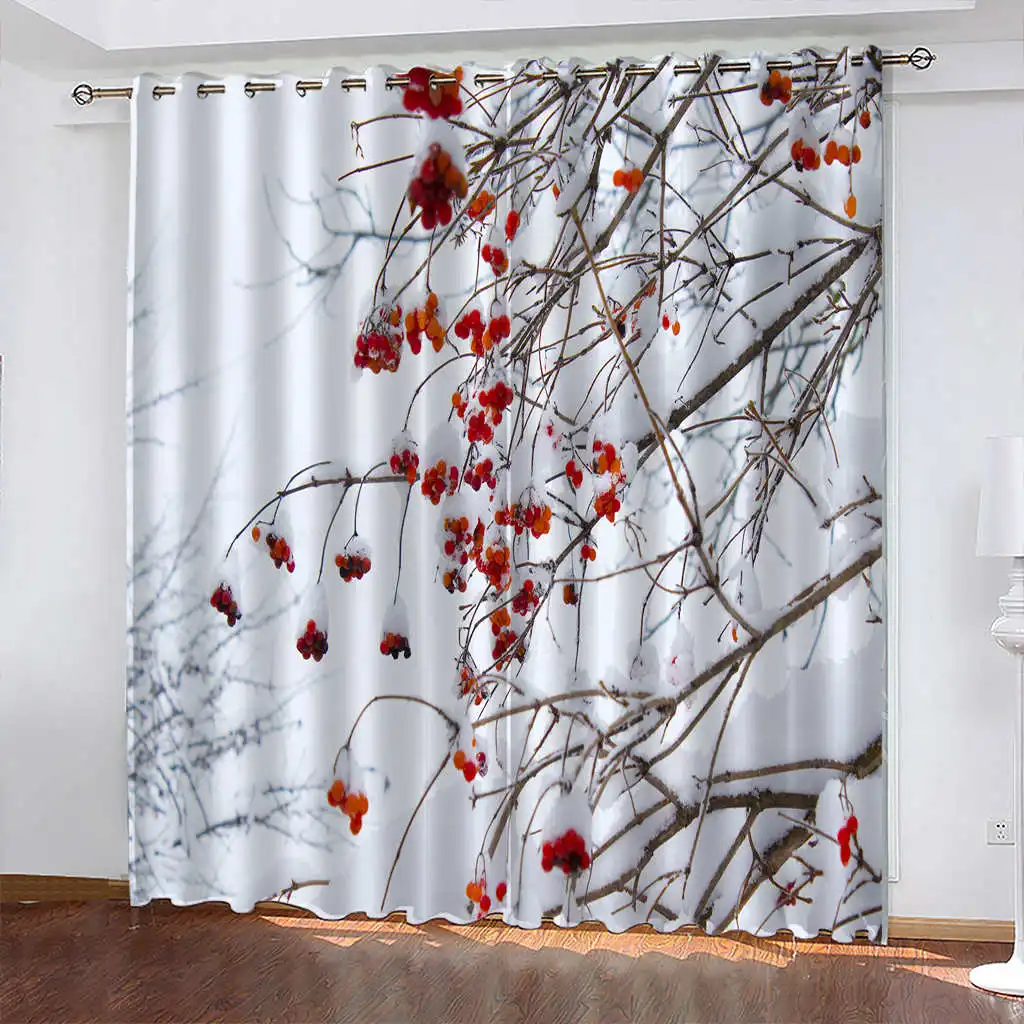 

Forest Snow Scene 3D Printing Curtain Living Room Blackout Curtain Cortinas Opacas Cortina Cocina カーテン Landscape Curtain