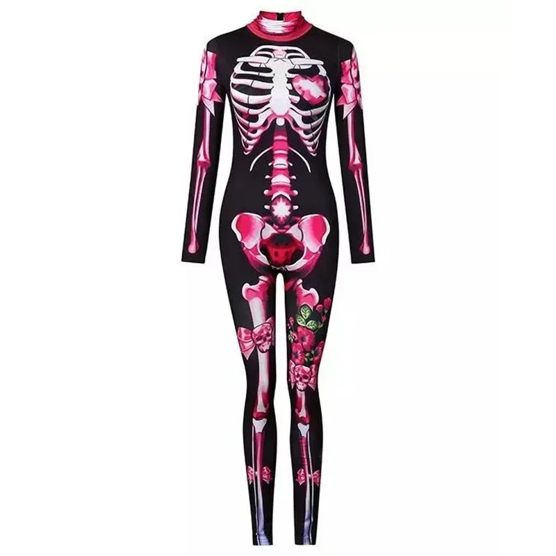 Rose Skeleton Adult Kids Scary Costume Halloween Dress Cosplay Sexy Jumpsuit Carnival Party Baby Girl Rompers Day of The Dead