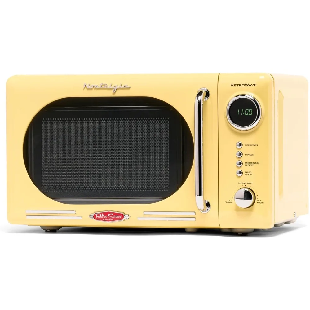 

Retro Compact Countertop Microwave Oven, 0.7 Cu. Ft. 700-Watts with LED Digital Display, Child Lock, Easy Clean Interior, Yellow