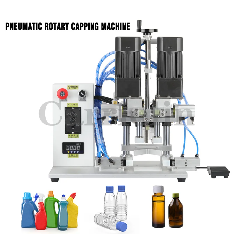 Automatic Rotary Bottle Cap Machine Pneumatic Glass Plastic Tin Head Bottle Capping Sealing Machine Bottle Screw Capper 90XG