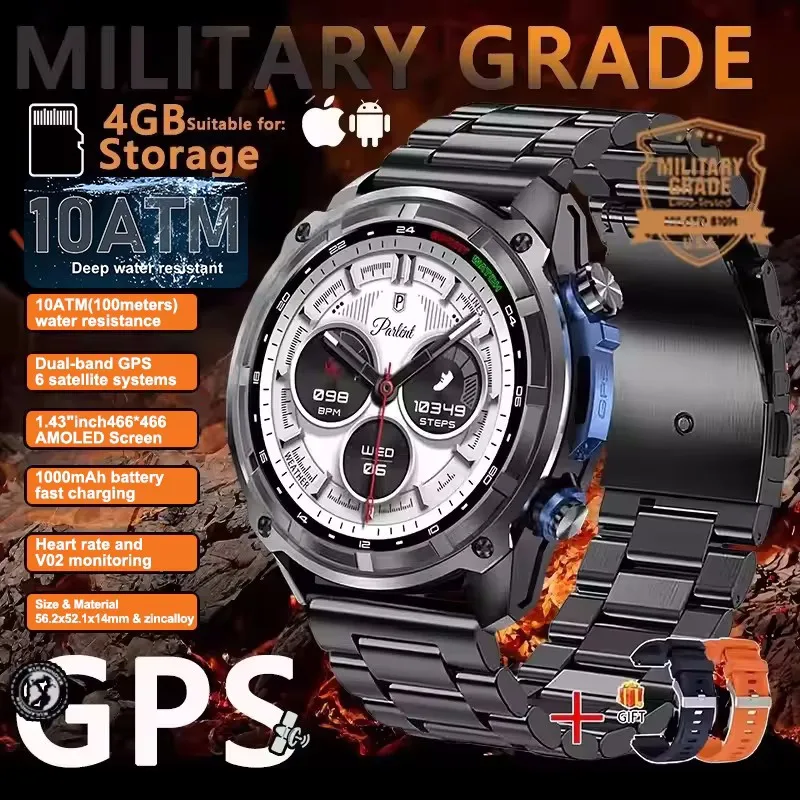 

Тактические умные часы Xiaomi IP69K T-Rex со встроенным GPS, офлайн-картами, памятью 4 ГБ, водонепроницаемостью 5ATM, для мужчин, в стиле милитари, для IOS.