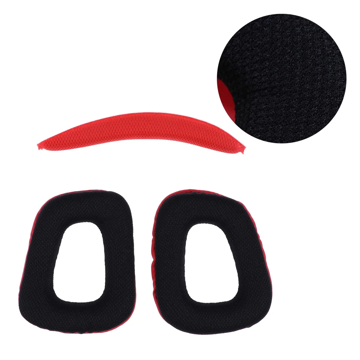 

Replacement Ear Pads Pair Headband Cushion Pad Red Black Compatible for G430 G930 Headphones Soft Breathable Comfortable Audio