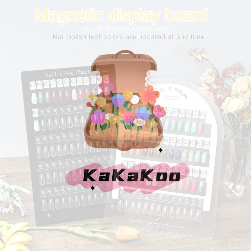 

Премиальный акриловый магнит с цветной пластиной для ногтей с дисплеем, сравнением цветовой карты и наклейками с номерами для маникюрного салона