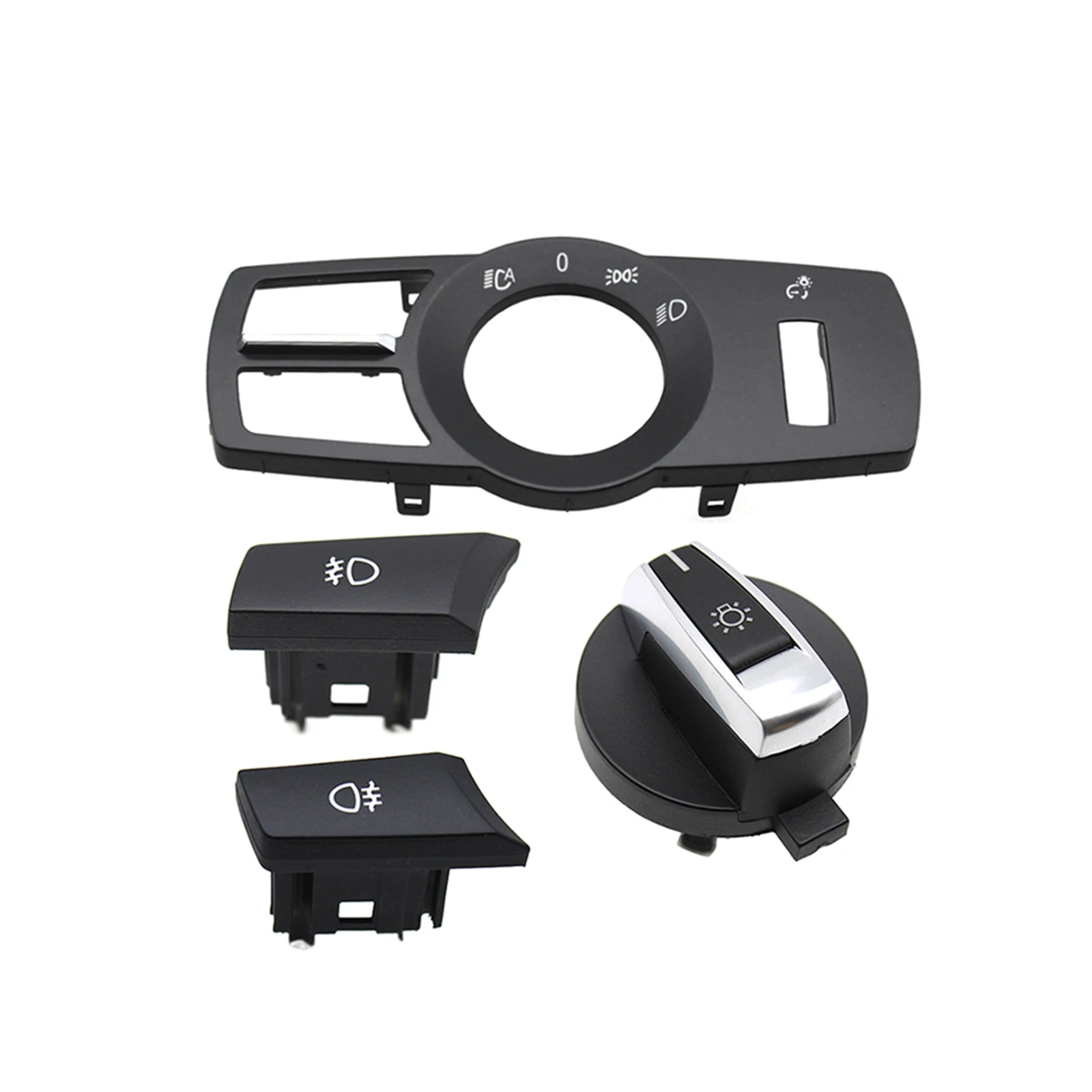 4pcs/Set Kit For BMW 5 Series GT 535 Advance Version Car Headlight Headlamp Control Switch Panel+Button+Key Knob Black