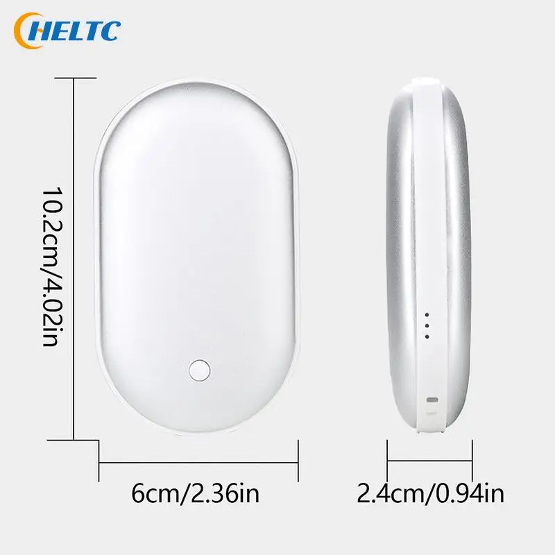 1pcs Mini Hand Warmer Winter Portable USB Rechargeable Pocket Hand Warmer Mobile Power Double-sided Quick Heating 5000mAh