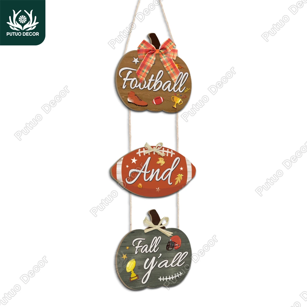 Putuo Decor 3pc Wooden Door Decoration,  Gift for Friends，A Football Board. Sports Pendant, Suitable for Families，Living room