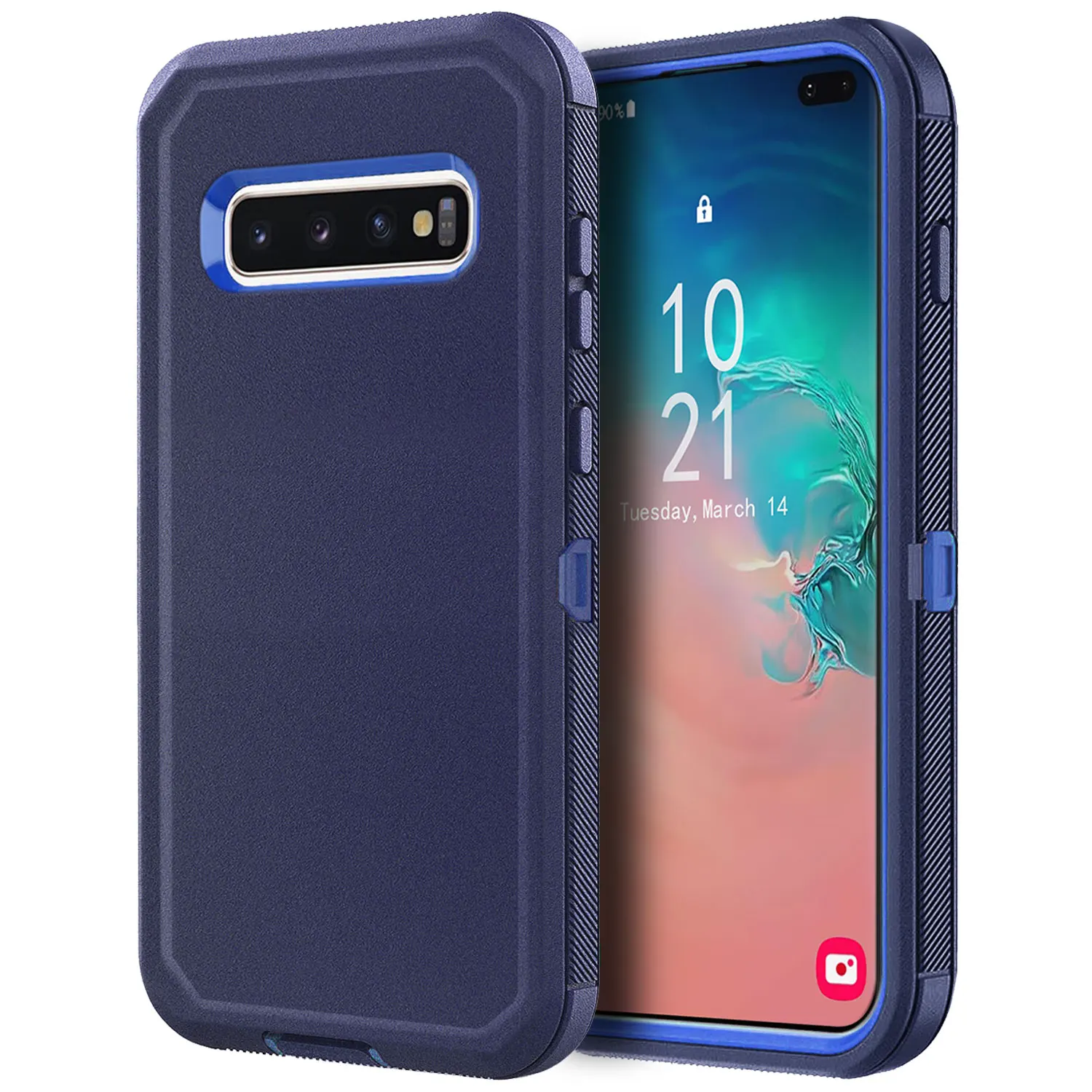 

Blue For Samsung Galaxy S10+ Plus S10 S10E Case Heavy Duty Shockproof Hard Protective Rugged Hybrid 3in1 Layers Phone Cover