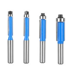 1/4pcs Flush Trim Router Bit Woodworking Tools 8mm Shank Straight End Mill With Bearing For Woodworking Milling Cutter