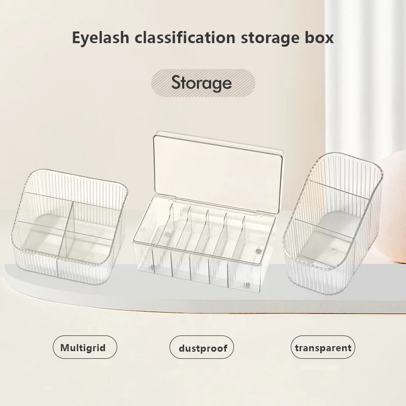 1PC Eyelash Extension Tool Storage Box With Cover Lash Accessories Lashes Glue Tweezer Holder Organizer Acrylic Transparent Box