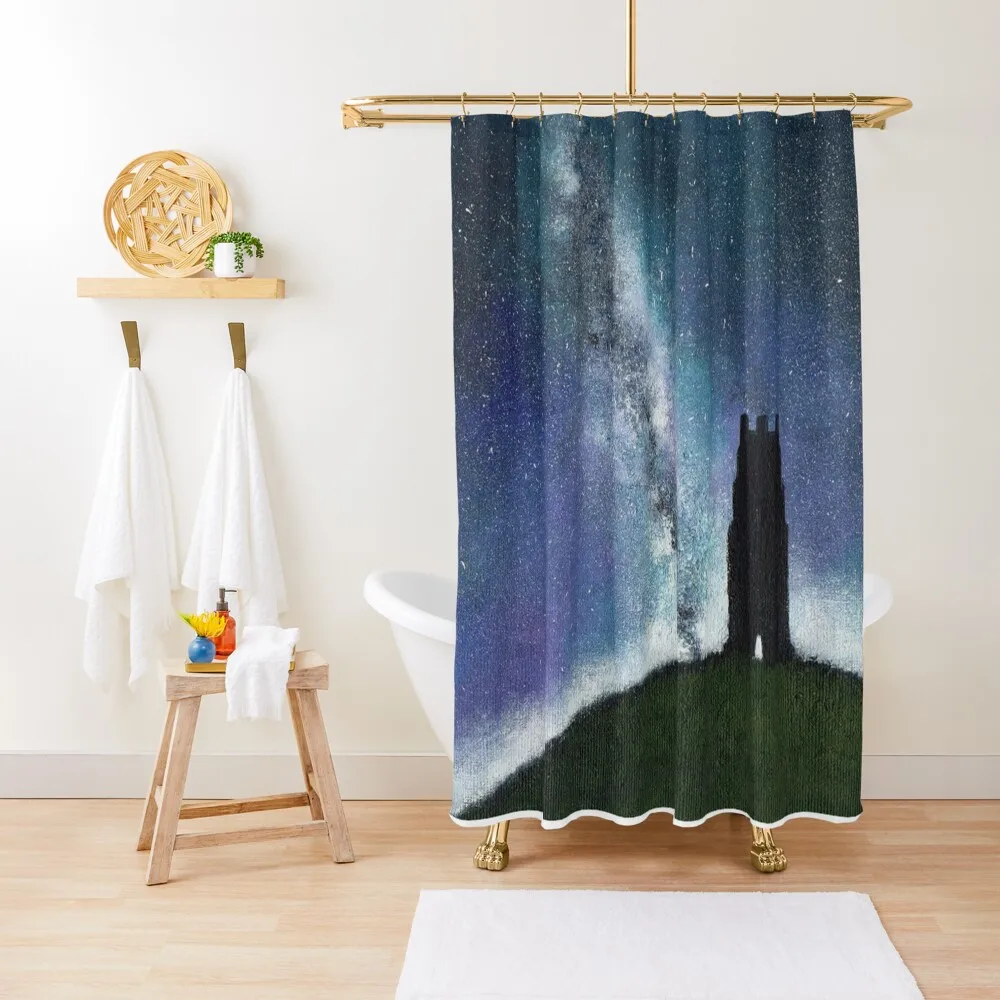 

'Cosmic Glastonbury Tor' acrylic painting Shower Curtain Shower Set Shower For Bathrooms Curtain