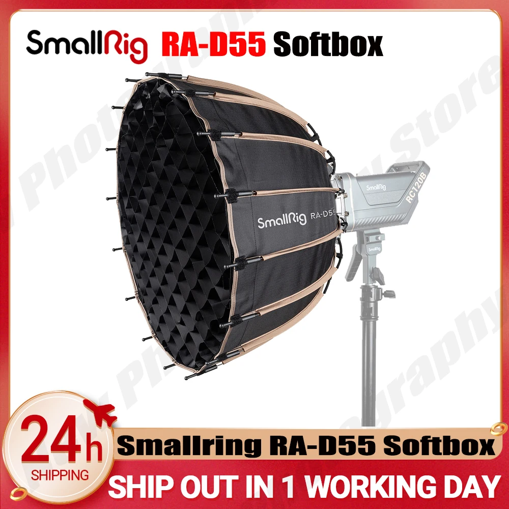 

SmallRig RA-D55 Softbox 55cm Parabolic Quick Release Softbox for SmallRig RC120D/RC120B/RC220D/RC220B Other Bowen-S Mount Lights