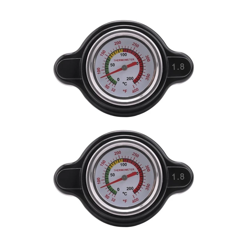 

2Pcs High Pressure Radiator Cap With Temperature Gauge 1.8 Bar Radiator Cap 25.6Psi For Honda Kawasaki Suzuki Yamaha