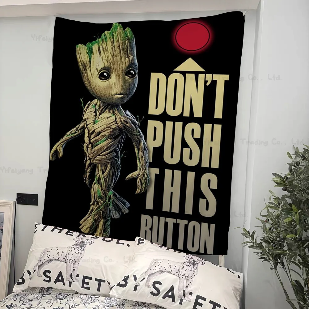 

Cartoon Groot Guardians Of The Galaxy Printed Large Wall Tapestry Hanging Tarot Hippie Wall Rugs Dorm Home Decor