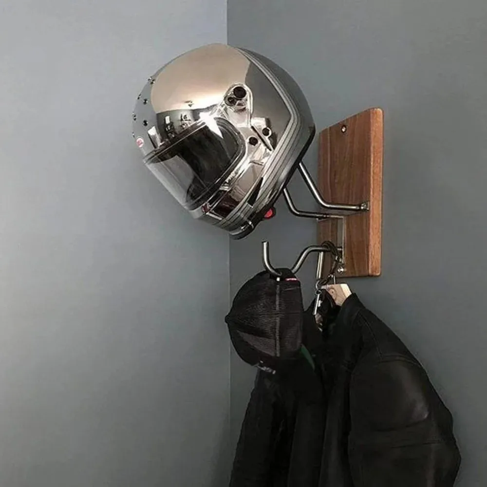 Multi-functional Motorcycle Helmet Holder Steel with Screws Helmet Hook Convenient Sturdy Wall Mount Rack Helmets Display