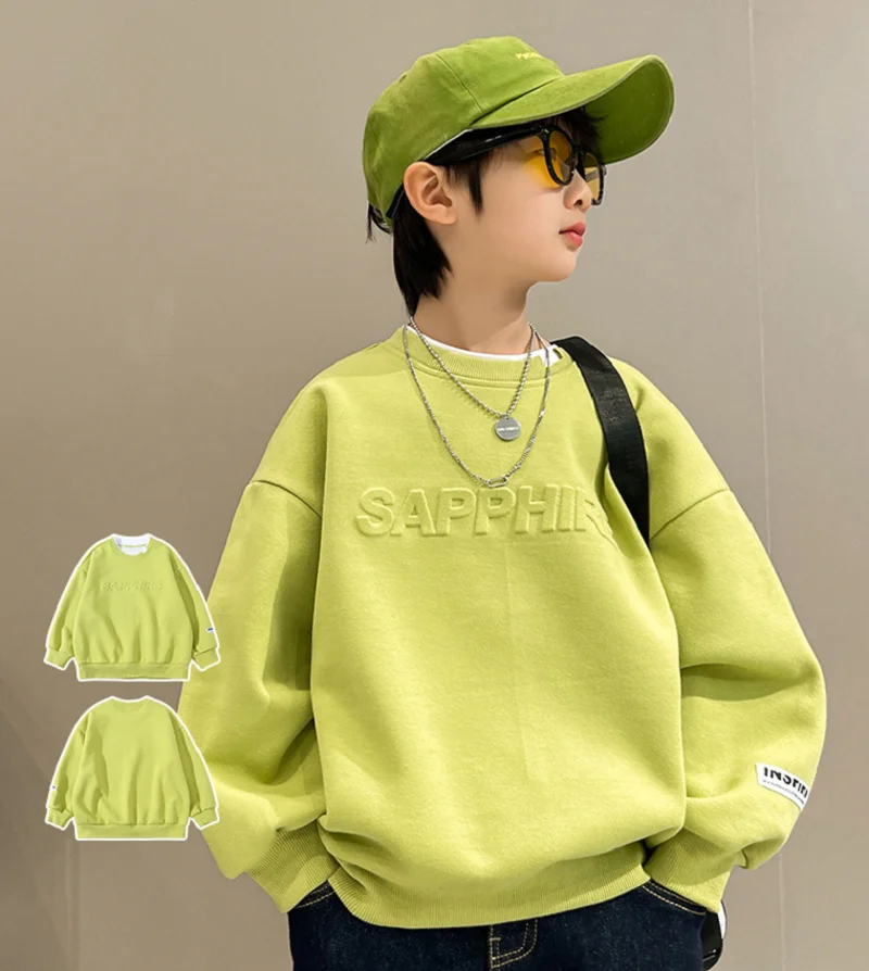 

Spring Autumn Boys Embossed Alphabet Sweatshirt Jackets School Kids Track Hoodie Coat Tops Child Workout Pullover Jumper 5-16 Yr