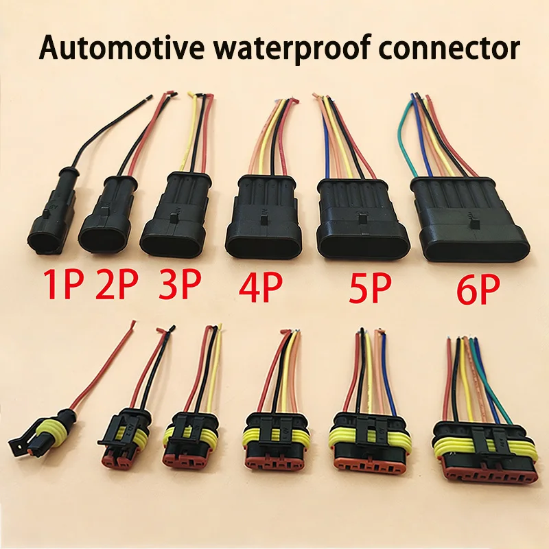 1 Set 1-6P Automotive Waterproof Connector Female Male Waterproof Electrical Wire Cable Harness Connector with Wire Car Plug