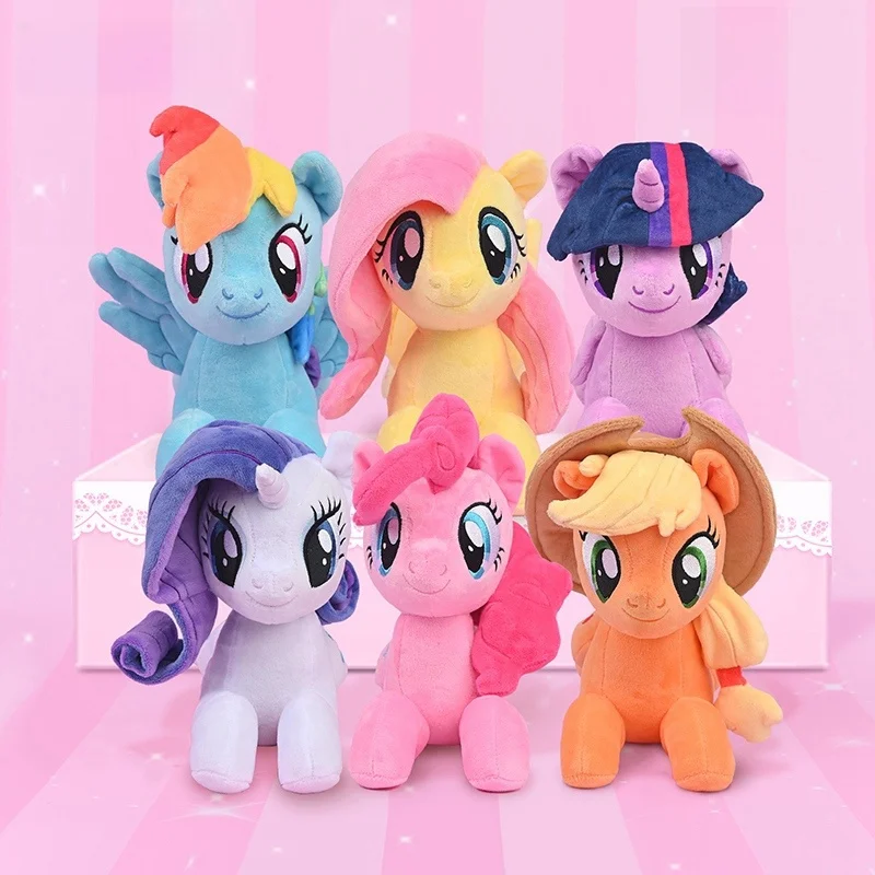 HQ New My Little Pony Plush Toys Twilight Sparkle Pinkie Pie Rarity Fluttershy Applejack Rainbow Dash Stuffed Doll Kid Xmas Gift