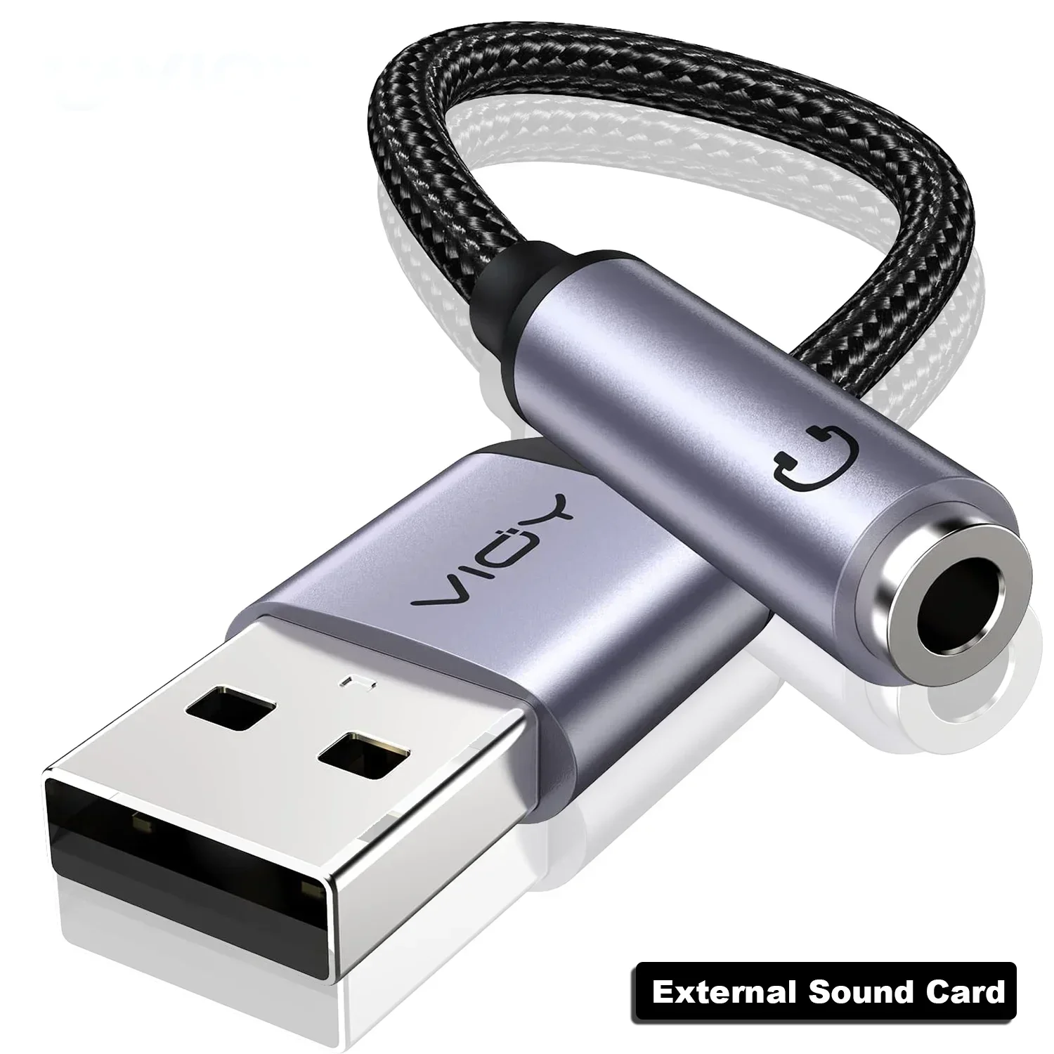 USB To 3.5mm Jack Audio Adapter USB-A To 3.5 TRRS Female Adapter with External Stereo Sound Card for Headphone Mac PS4 PC Laptop