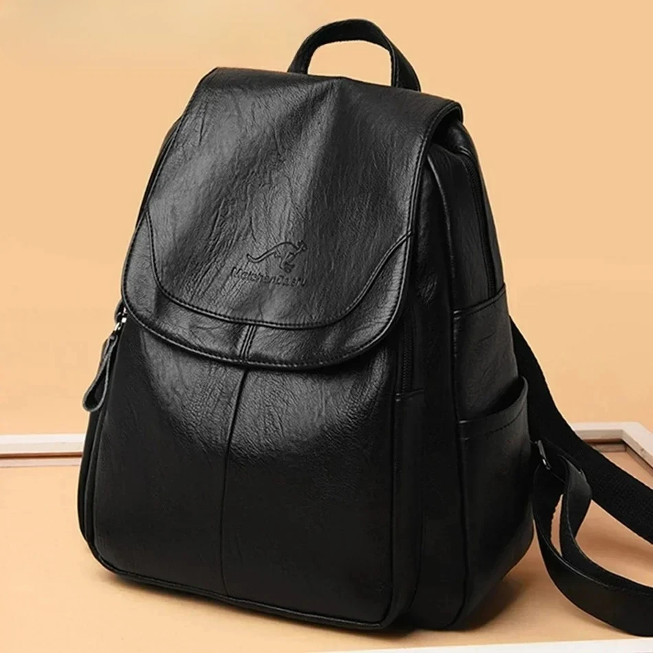 

School Bags Bagpack Genuine Women Soft Leather Backpack Fashion Female Shoulder Bag Sac a Dos Ladies Mochilas Teenage Girls