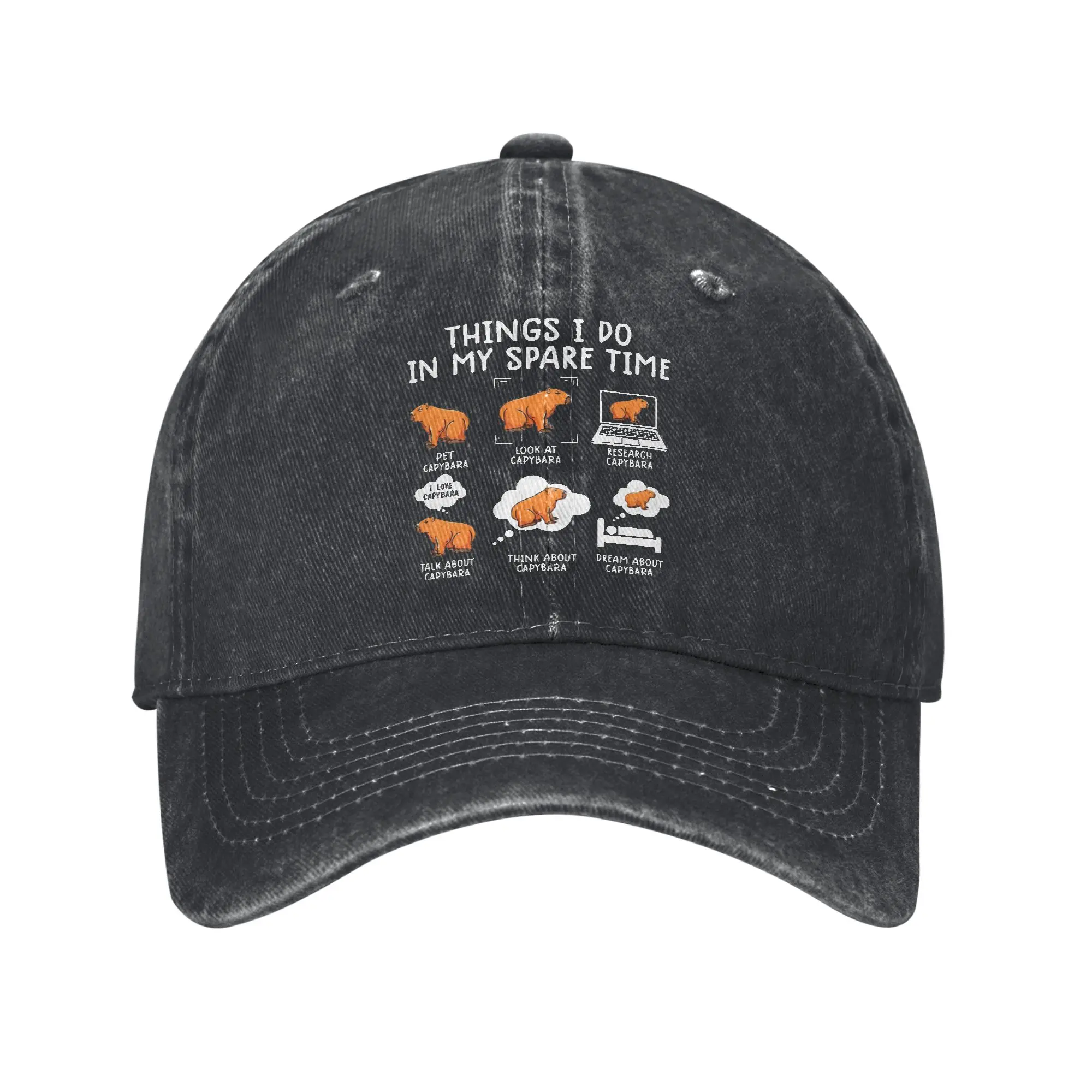Capybara Funny Rodent Things I Do In My Spare Time Unisex Baseball Caps  Distressed Denim Hats Cap Outdoor Workouts Headwear