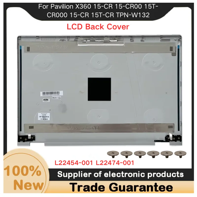 Nueva cubierta trasera LCD plateada para Kailxuling Pavilion X360 15-CR 15-CR00 15T-CR000 15-CR 15T-CR TPN-W132 L22454-001 L22474-001