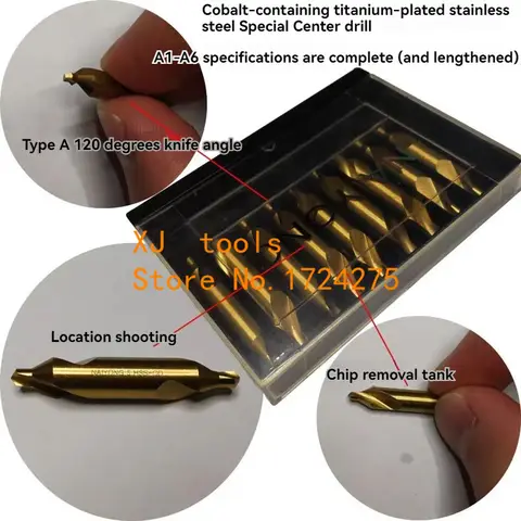 Chaud 1.0mm ~ 5.0mm 10 pièces HSS CO M35 60 degrés contenant du cobalt foret central en spirale traitement de l'acier inoxydable etc.