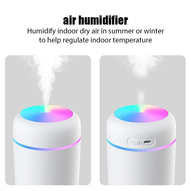 

Portable Air Humidifier Mini Aroma Oil Diffuser USB Cool Mist Sprayer with Colorful Soft Night Light for Home Car 300ml Purifier