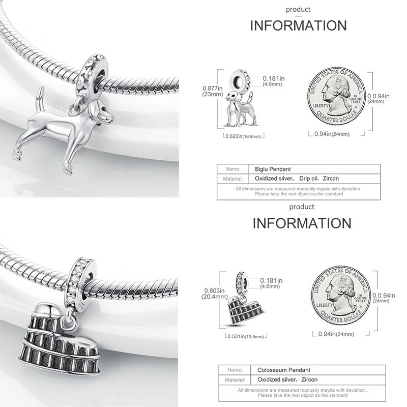 925 Sterling Silber Charm-Perlen Tagebuch Film Haus Sonne Mond Flugzeug Reise Kaffee DIY Armband Halskette Schmuck Geschenk für Frauen – Detail 11