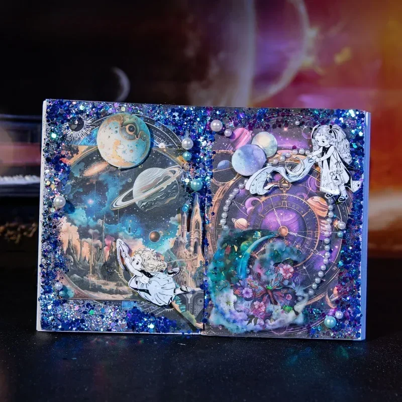 30Pieces Fantasy Base Moon Phase Notebooks Background Decoration Writing Handbook Scrapbook 130*110mm Material Paper Star