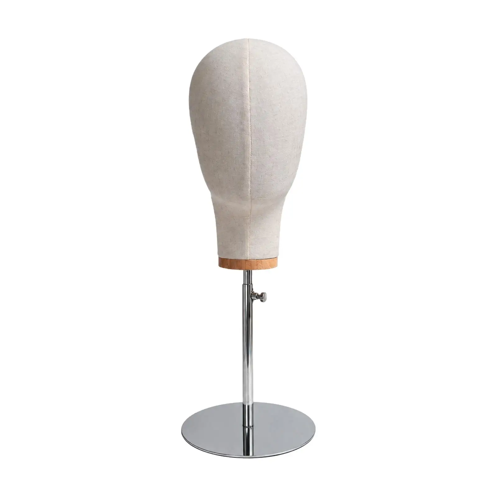 Wig and Hat Display Mannequin Head with Wood Accent Stand Adjustable for Salon Home Organization and Market Booth