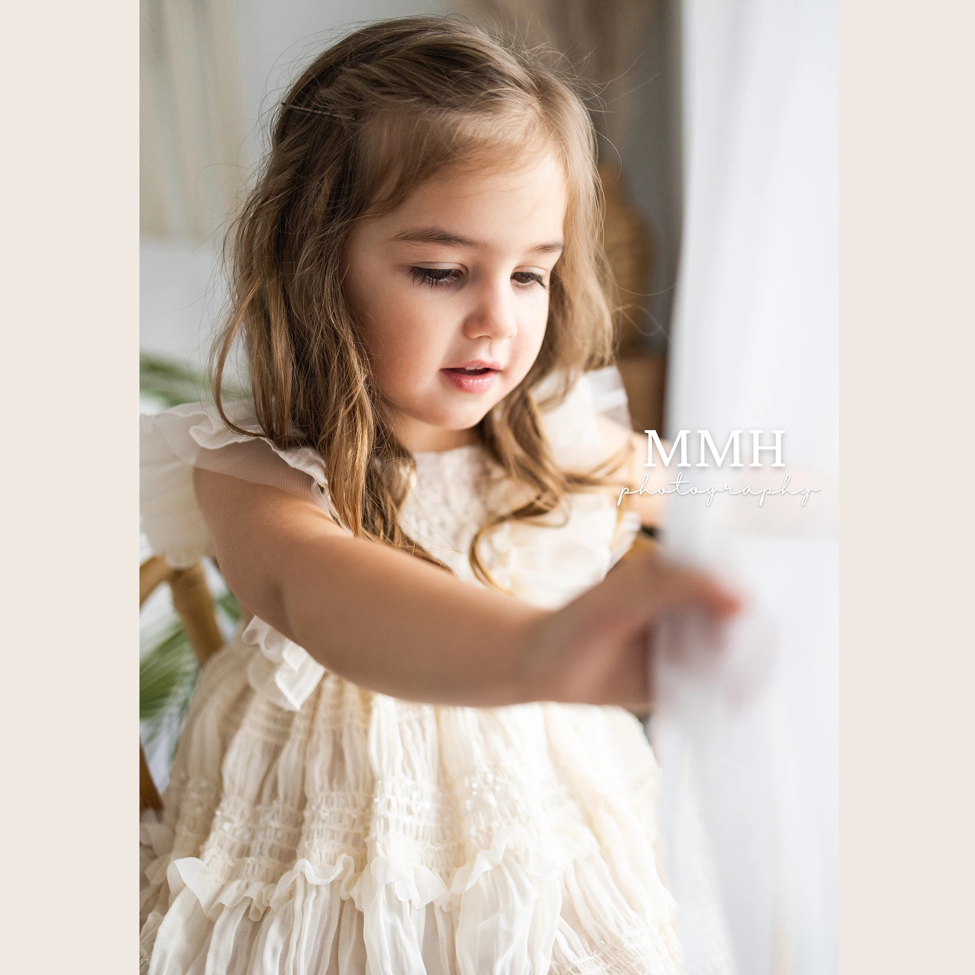 Don&Judy Wrinkle Girl Dress Photo Shoot Props Floral Ruffle Princess Kid Gown for Photography Accessories Children Clothing