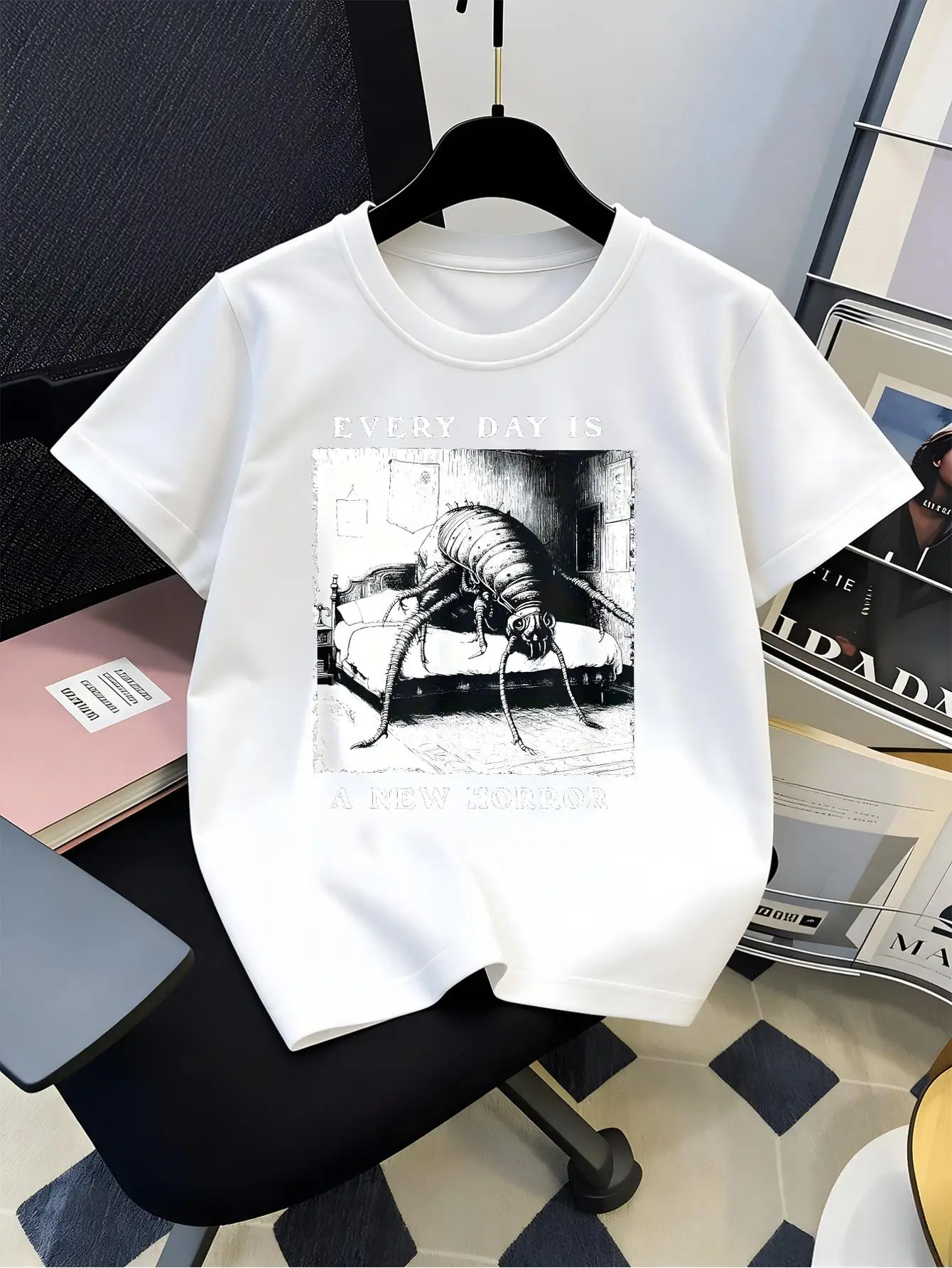 Vintage Retro Every Day Is A New Horror Bug Text Art Graphic Print Family Matching Short Sleeve Tee Boys Girls Kids Tops