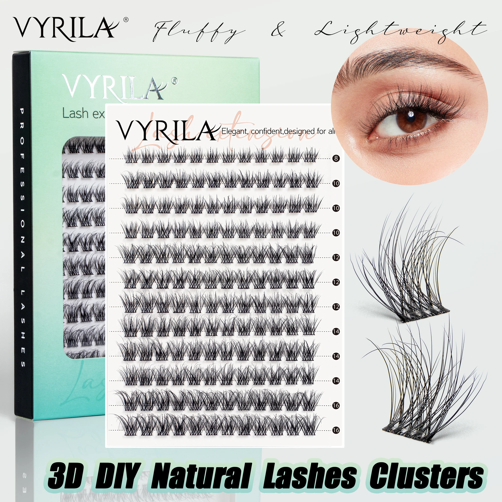 Individual Lashes Cluster C Curl Mix Lash Clusters 3D Wispy DIY Eyelash Extension 0.1mm Super Thin Band Resuable Natural Lashes