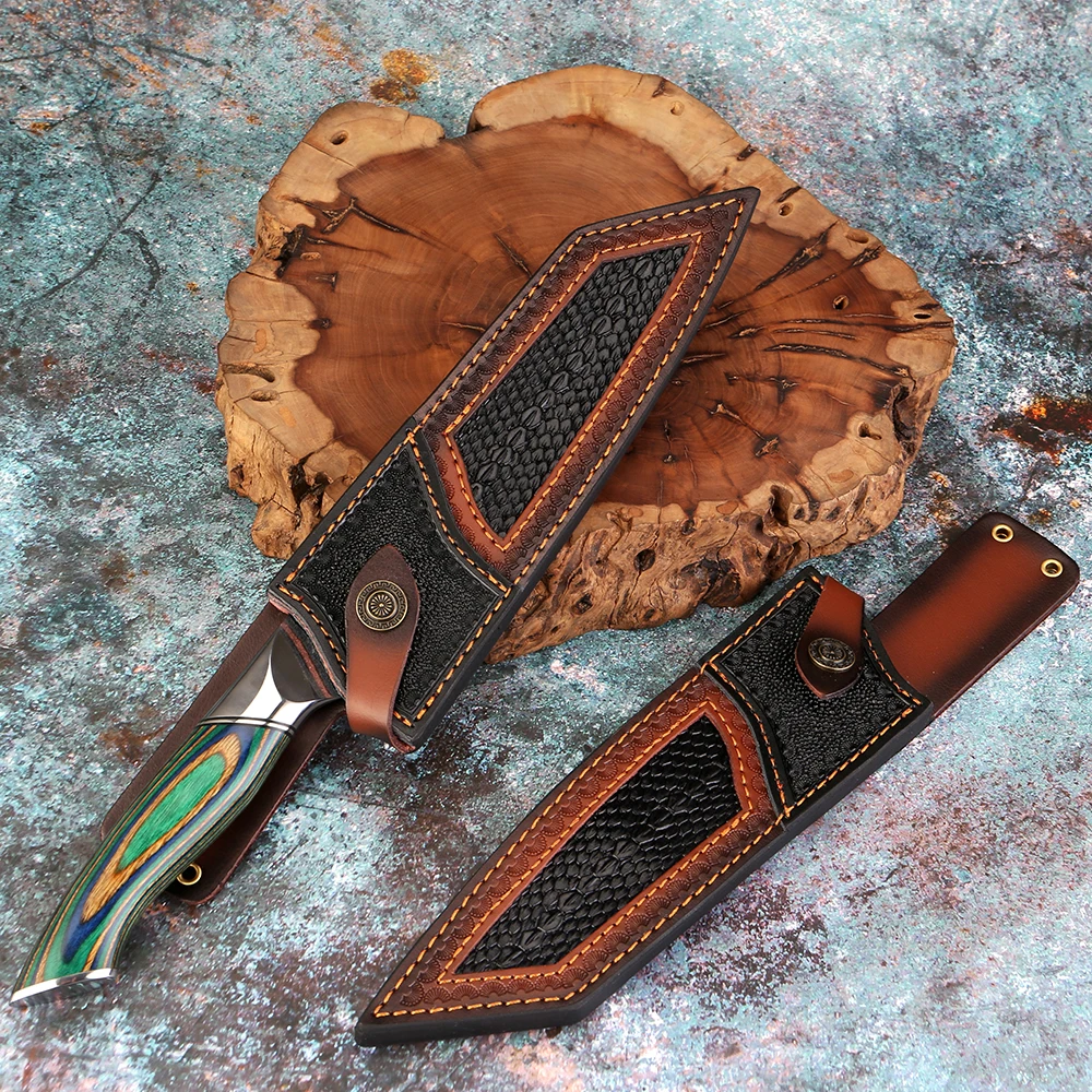 Picture 7: Premium Leather Knife Sheath, 8 Inch Kitchen Knife Holster Belt, Knife Scabbard Cover, Knife Sheath Sleeves Case Edge Guards Bla