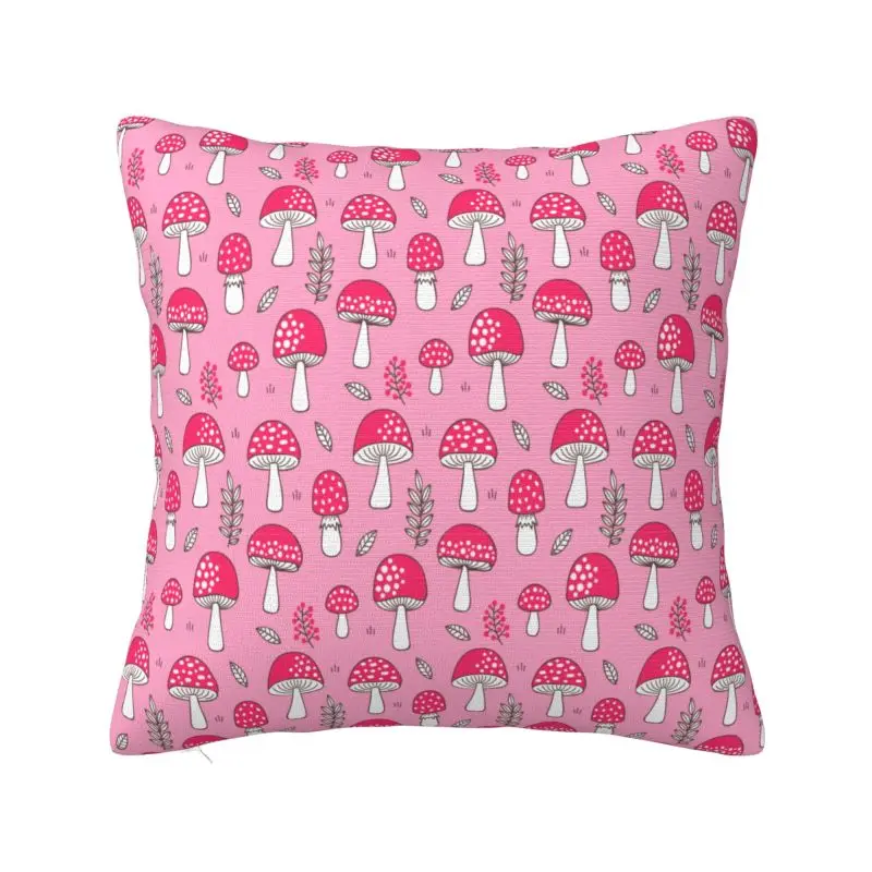 Custom Luxury Pink Mushroom Pattern Sofa Cushion Cover Velvet Throw Pillow Case