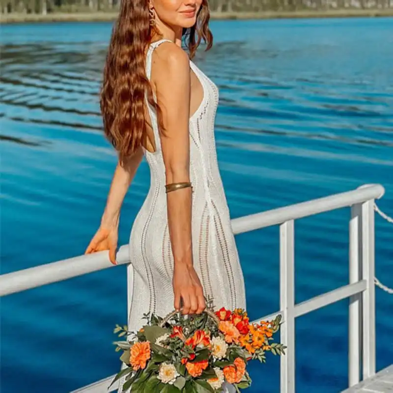 

Sexy Cutout eath Dr Strapl Bodycon Gown High Waist Ultra Soft Polyester Spring Summer Autumn A-Line Long Skirt